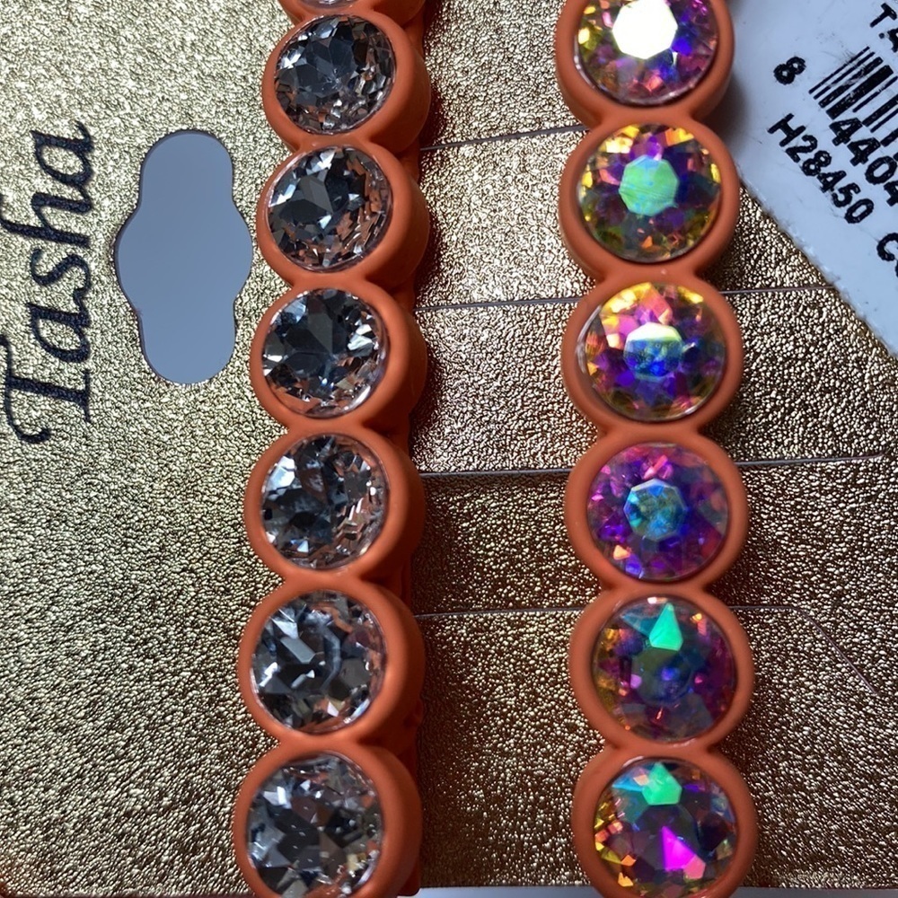 Tasha coral rhinestone barrettes NWT - Picture 4 of 4